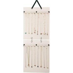 Hanging Necklace Holder Jewelry Organizer with 30 Hooks Wall Closet Door Storage